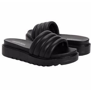 WOMEN'S MUK LUKS SUN CATCHER LUG SOLE SLIDES SANDALS BLACK SIZE 10 NIB!